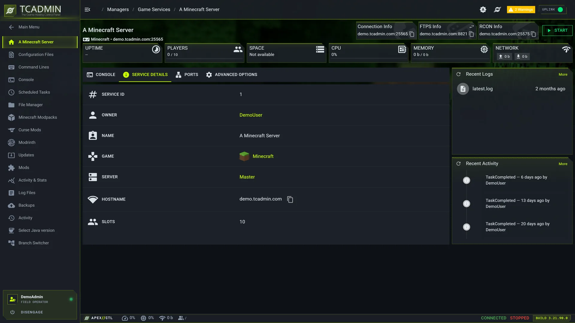 The same service page in the Apex theme.