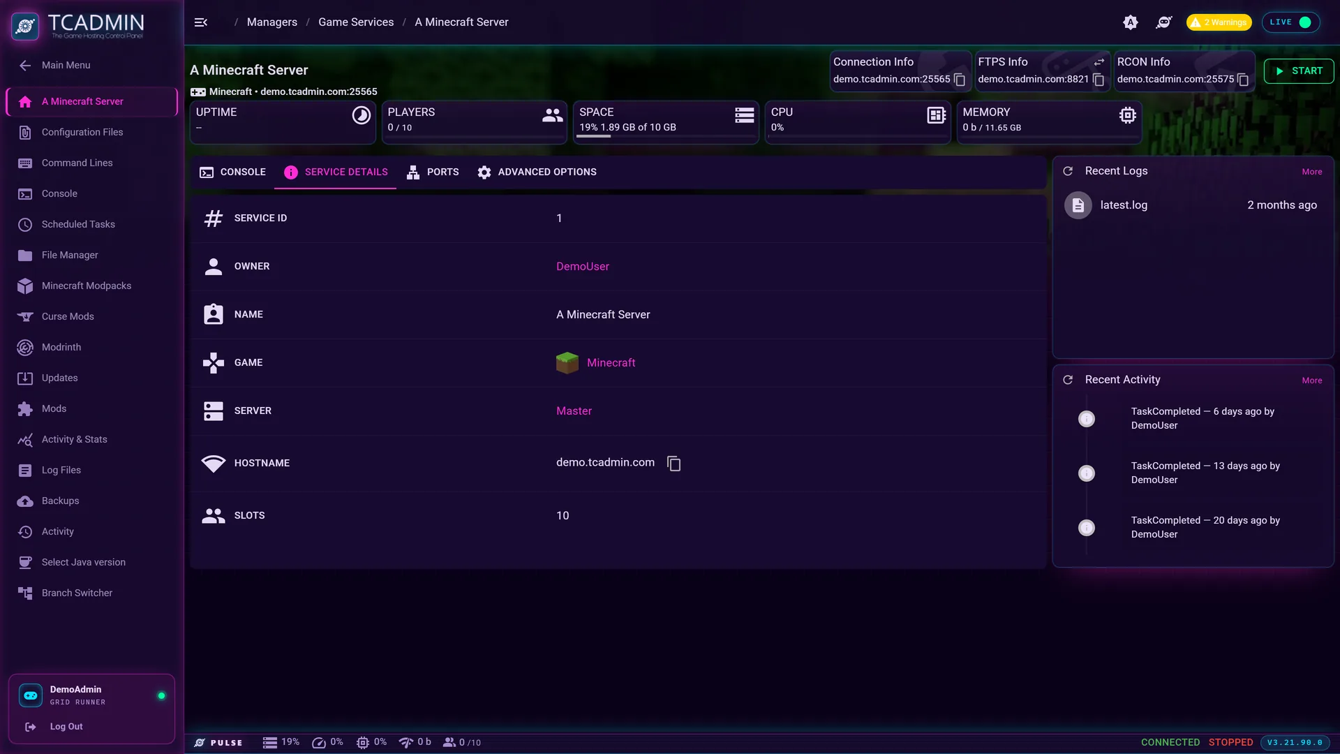 The same service page in the Pulse theme, with magenta accents.